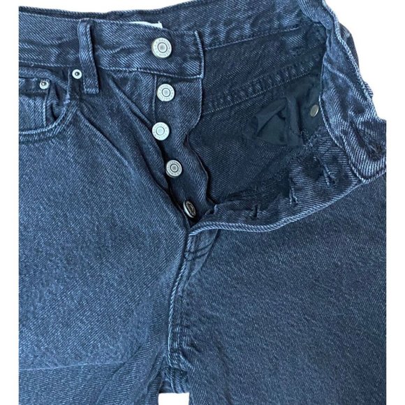 Pacsun Vintage Wash Denim Button Fly Dad Jeans | Black Fade Distressed | 23 - Picture 9 of 12